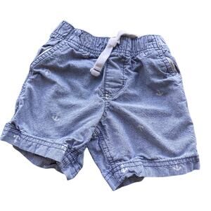 Carter's Boys Shorts‎ Size 3T Chambray Blue Elastic Waist Anchors Nautical Print